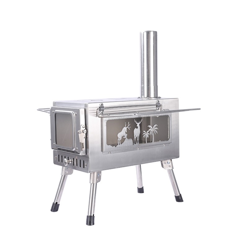 TE220SDW Stainless Steel Wood Burning Camp Stove with Chimney