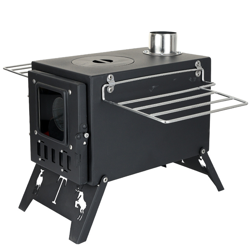 TE210CT Portable Outdoor Wood Stove with Glass Door for Adventure Camping