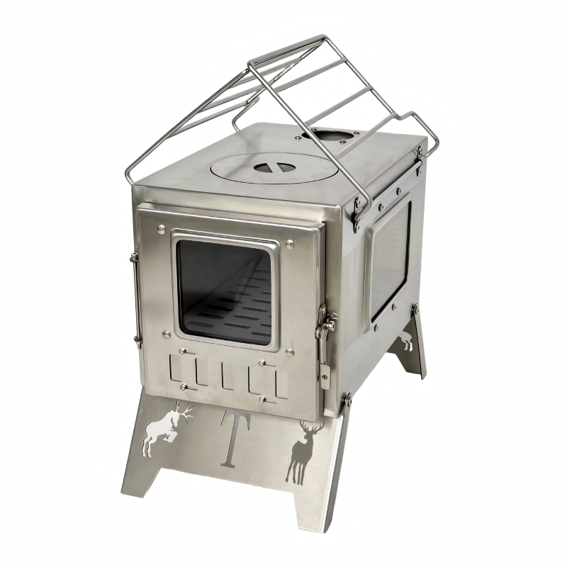   TE210SW Camping Stove with Large Glass Door for Watching Flames