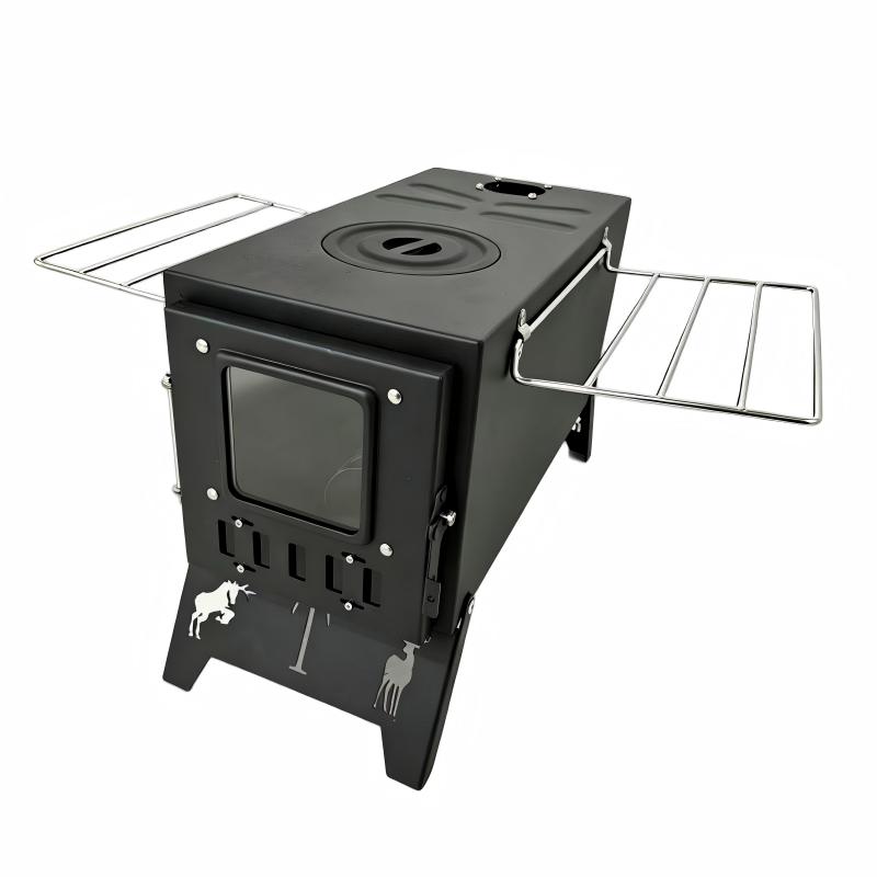 TE2142CT Portable Wood Burning Stove with Fire View Window and Chimney