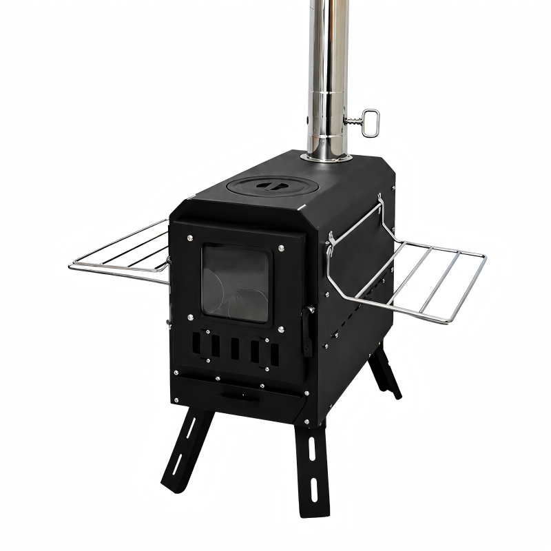 TE200C Wood Stove Fireplace Style with Folding Side Shelves