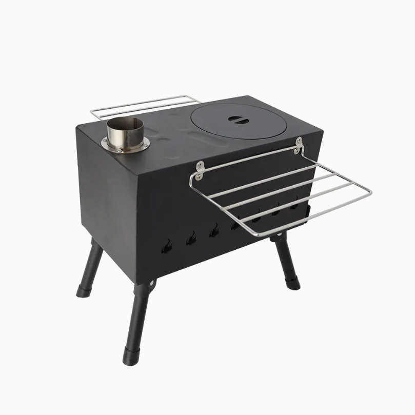 TE2243C Wood Burning Camping Stove with Panoramic Glass Window