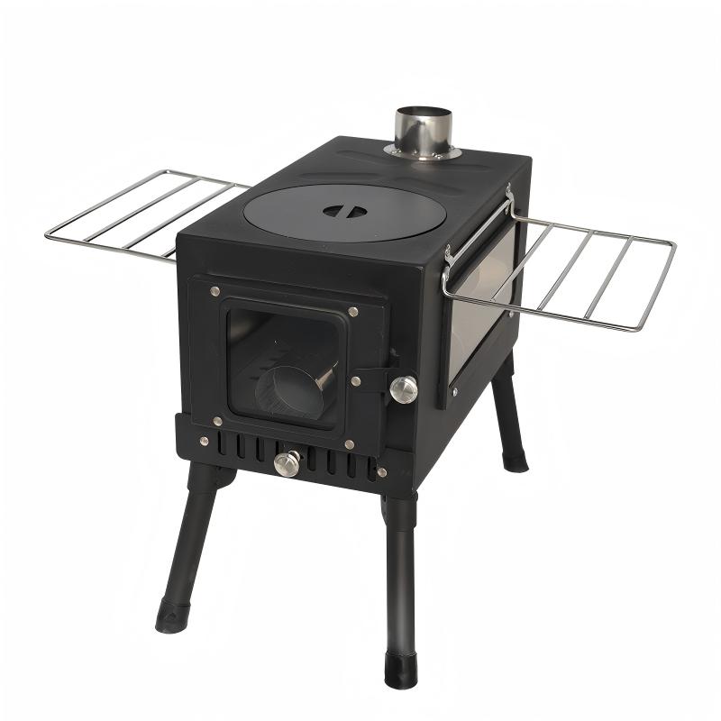 TE2243CW Premium Wood Stove for Outdoor Adventures with Folding Side Shelves