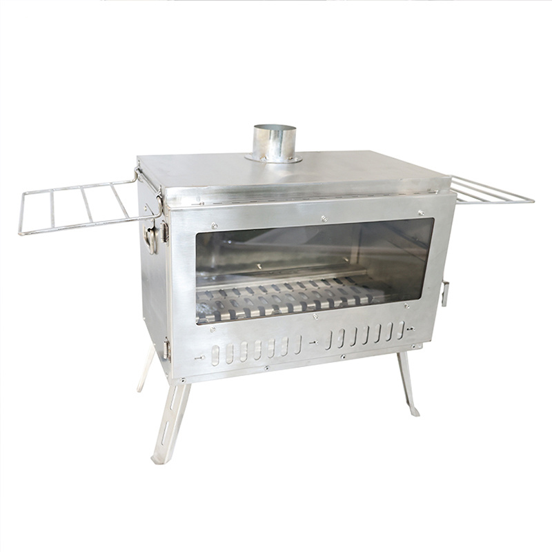Stainless Steel Camping Wood Stove Designed for Warmth and Fire Viewing